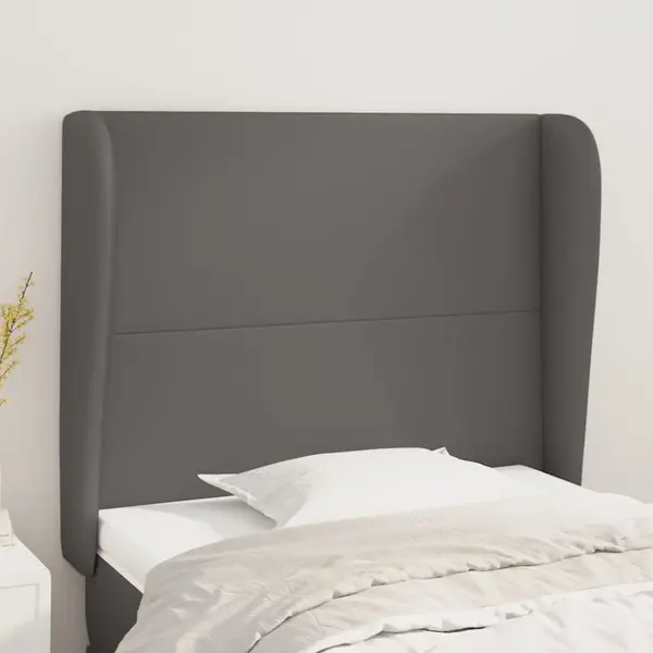 Gossi tablie de pat cu aripioare gri 103x23x118/128 cm piele eco