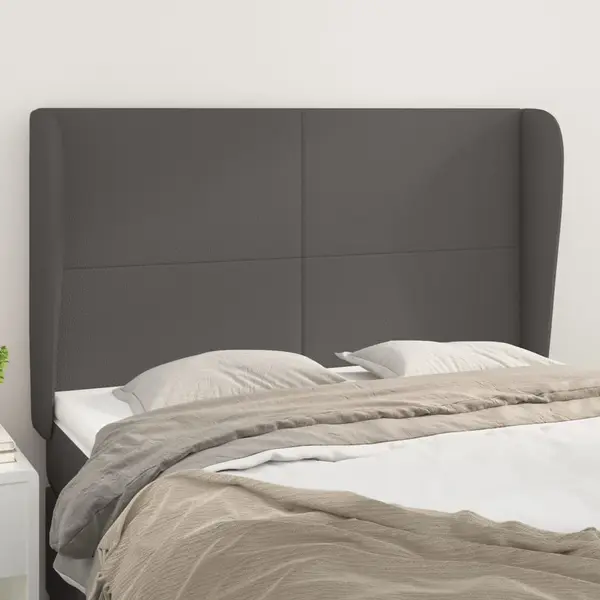 Gossi tablie de pat cu aripioare gri 147x23x118/128 cm piele eco