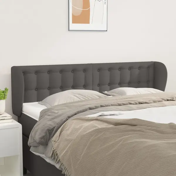Gossi tablie de pat cu aripioare gri 147x23x78/88 cm piele ecologica