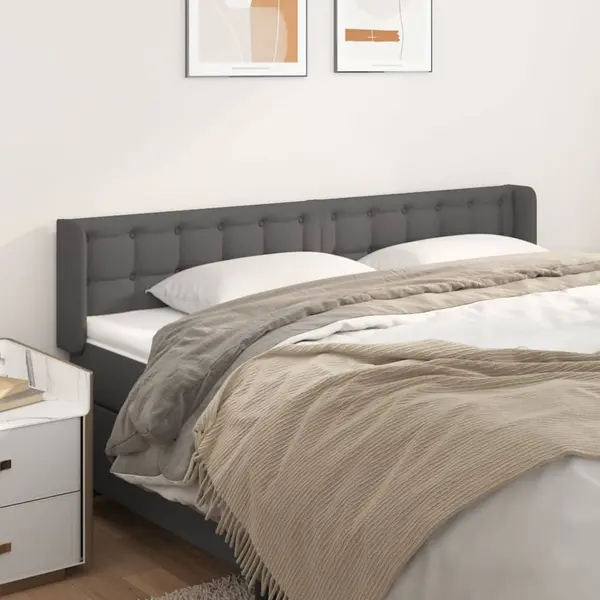 Gossi tablie de pat cu aripioare gri 183x16x78/88 cm piele ecologica