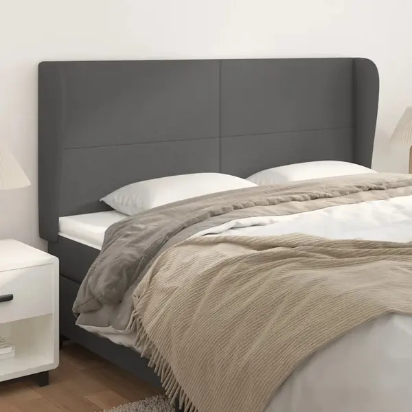 Gossi tablie de pat cu aripioare gri 183x23x118/128 cm piele eco