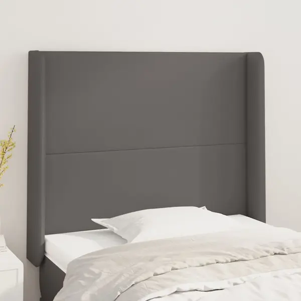 Gossi tablie de pat cu aripioare, gri , 83x16x118/128 cm, piele eco