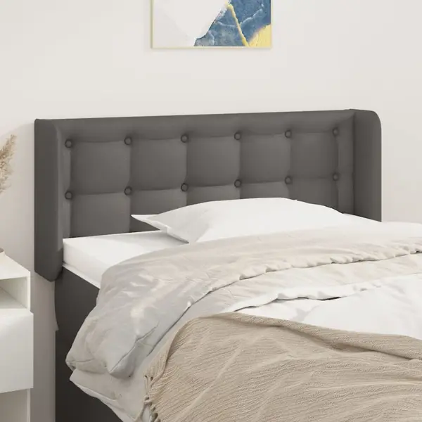 Gossi tablie de pat cu aripioare gri 83x16x78/88 cm piele ecologica
