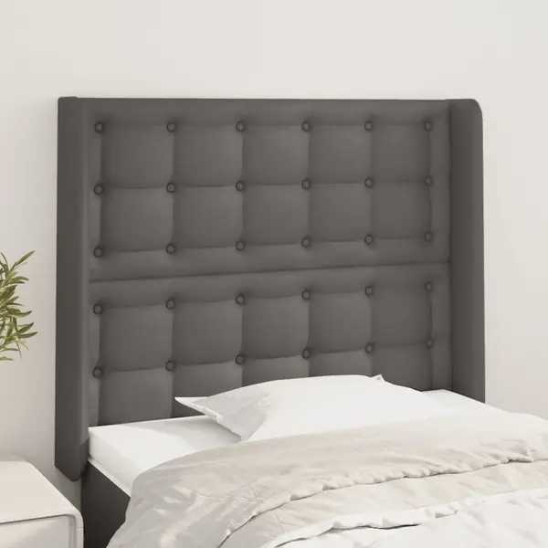 Gossi tablie de pat cu aripioare, gri , 93x16x118/128 cm, piele eco