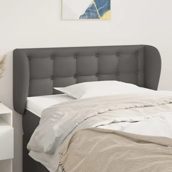 Gossi tablie de pat cu aripioare gri 93x23x78/88 cm piele ecologica