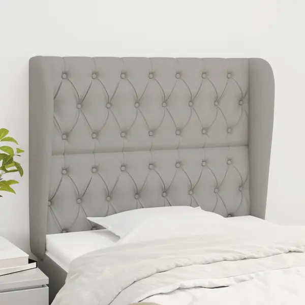 Gossi tablie de pat cu aripioare gri deschis 103x23x118/128 cm textil