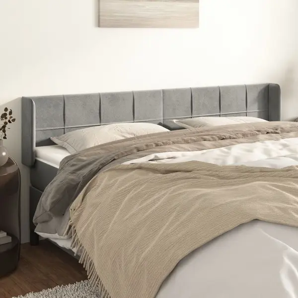 Gossi tablie de pat cu aripioare gri deschis 163x16x78/88 cm catifea