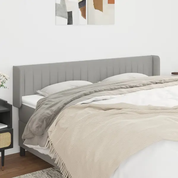 Gossi tablie de pat cu aripioare gri deschis 183x16x78/88 cm textil