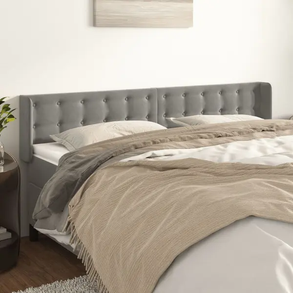 Gossi tablie de pat cu aripioare gri deschis 183x16x78/88 cm catifea