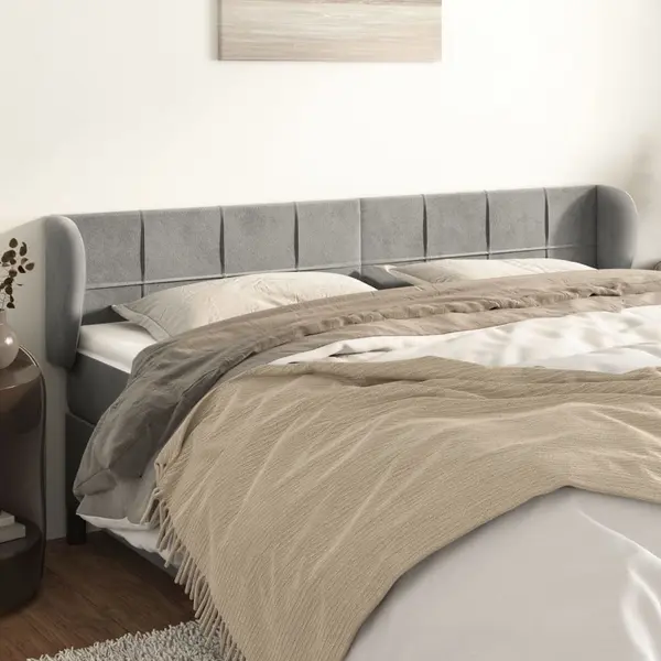 Gossi tablie de pat cu aripioare gri deschis 183x23x78/88 cm catifea