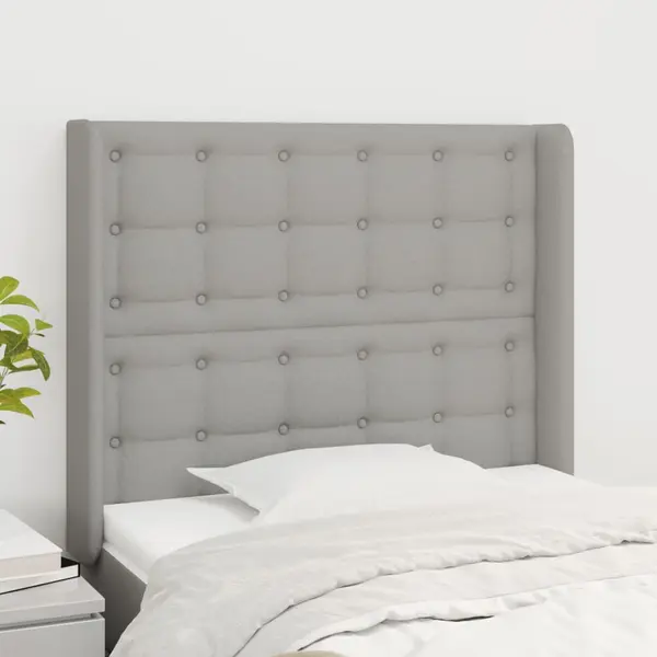 Gossi tablie de pat cu aripioare gri deschis 93x16x118/128 cm textil