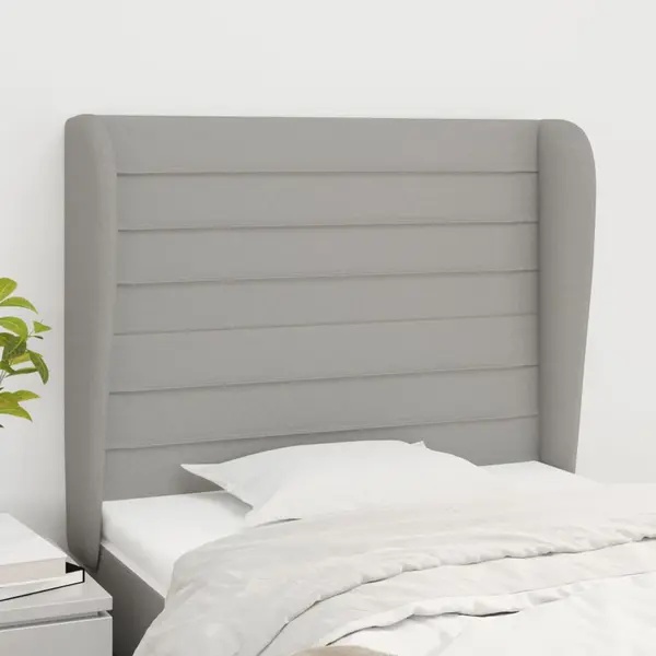 Gossi tablie de pat cu aripioare gri deschis 93x23x118/128 cm textil