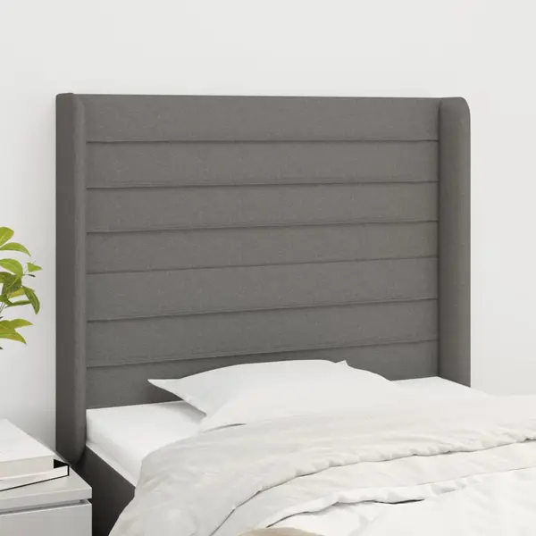 Gossi tablie de pat cu aripioare gri inchis 103x16x118/128 cm textil