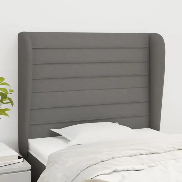 Gossi tablie de pat cu aripioare gri inchis 103x23x118/128 cm textil