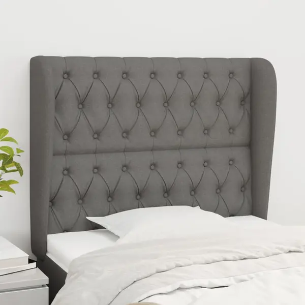 Gossi tablie de pat cu aripioare gri inchis 103x23x118/128 cm textil