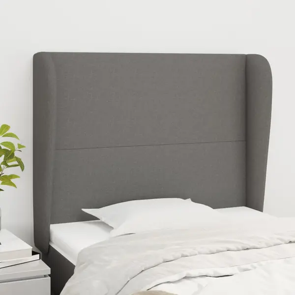 Gossi tablie de pat cu aripioare gri inchis 103x23x118/128 cm textil
