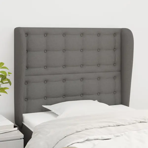 Gossi tablie de pat cu aripioare gri inchis 103x23x118/128 cm textil