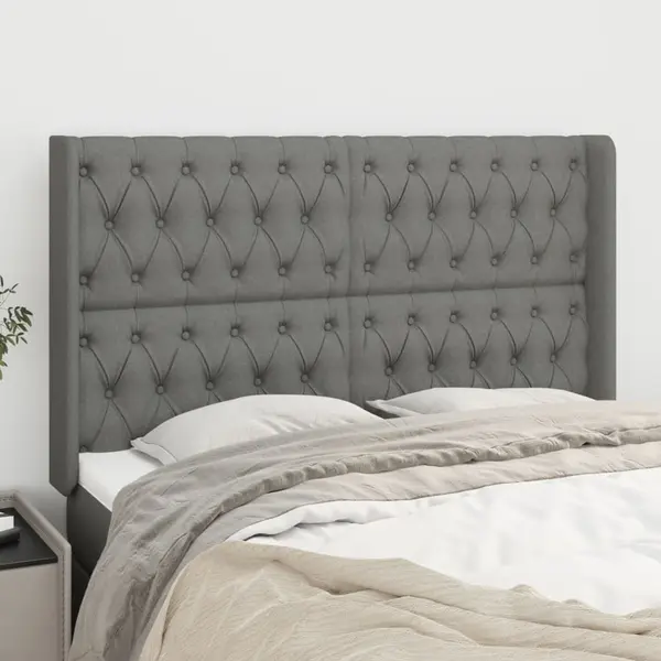 Gossi tablie de pat cu aripioare gri inchis 147x16x118/128 cm textil