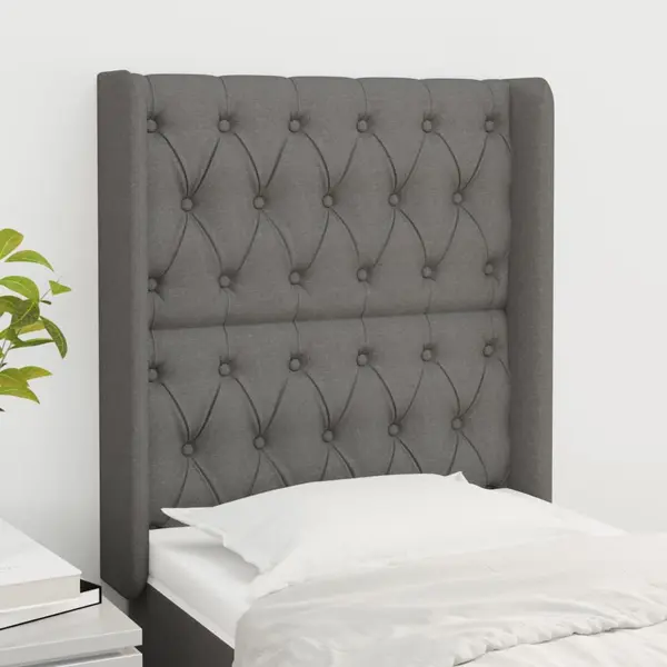Gossi tablie de pat cu aripioare gri inchis 83x16x118/128 cm textil