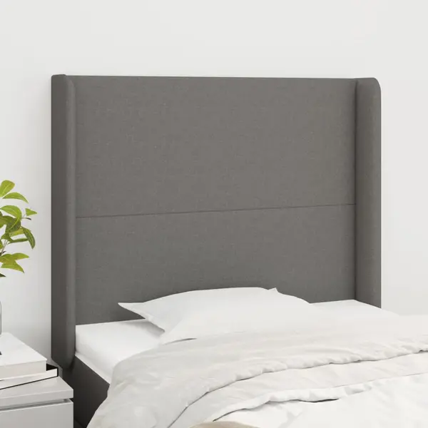 Gossi tablie de pat cu aripioare gri inchis 83x16x118/128 cm textil