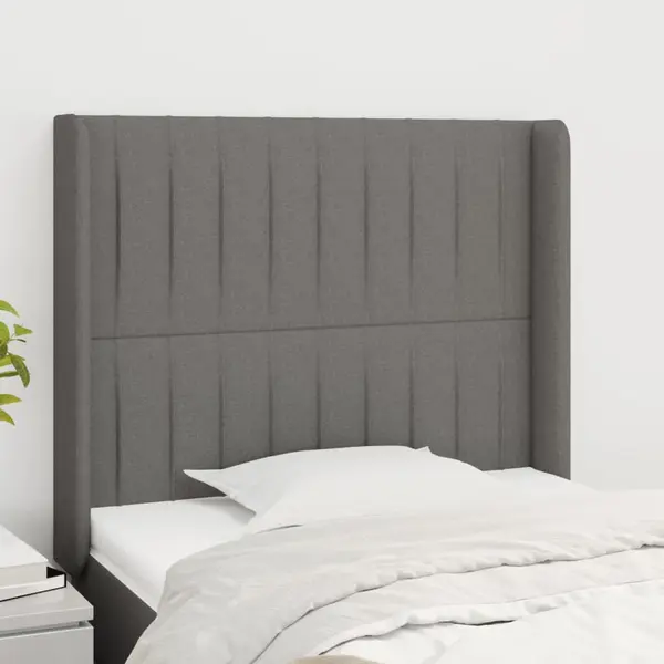 Gossi tablie de pat cu aripioare gri inchis 83x16x118/128 cm textil