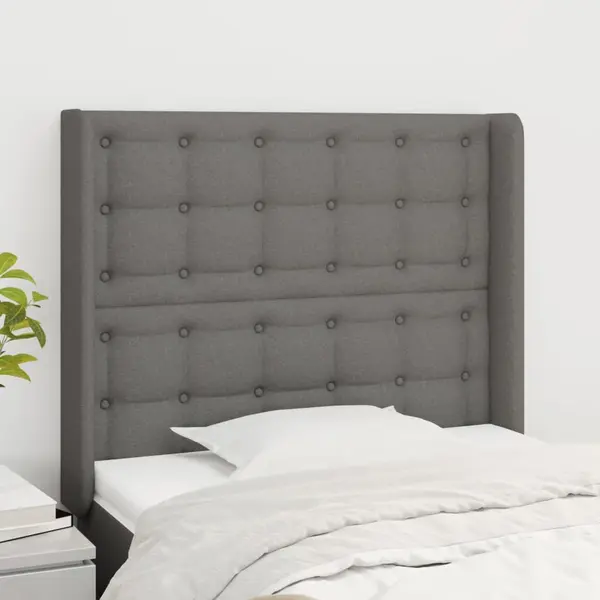 Gossi tablie de pat cu aripioare gri inchis 83x16x118/128 cm textil