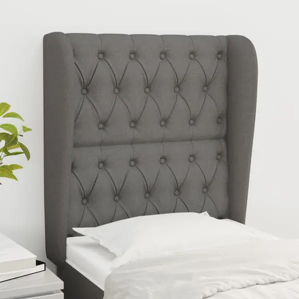 Gossi tablie de pat cu aripioare gri inchis 83x23x118/128 cm textil