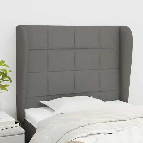 Gossi tablie de pat cu aripioare gri inchis 83x23x118/128 cm textil