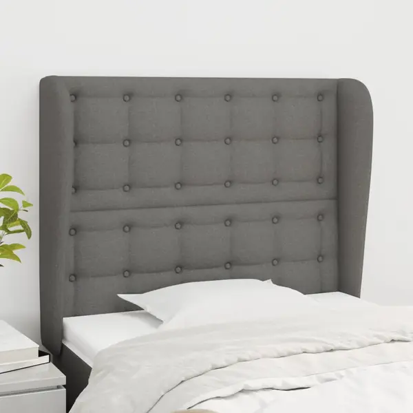 Gossi tablie de pat cu aripioare gri inchis 83x23x118/128 cm textil