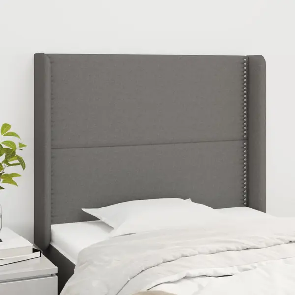 Gossi tablie de pat cu aripioare gri inchis 93x16x118/128 cm textil