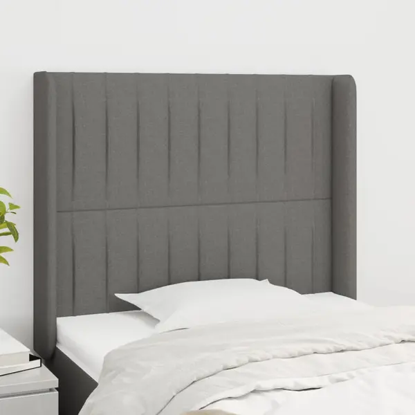 Gossi tablie de pat cu aripioare gri inchis 93x16x118/128 cm textil