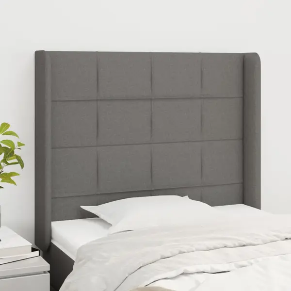 Gossi tablie de pat cu aripioare gri inchis 93x16x118/128 cm textil