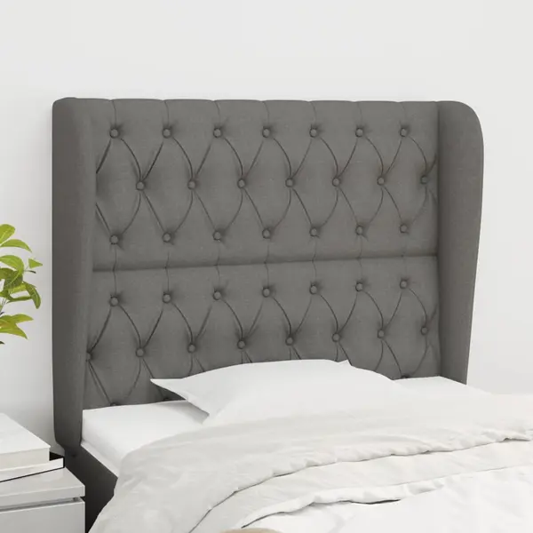 Gossi tablie de pat cu aripioare gri inchis 93x23x118/128 cm textil