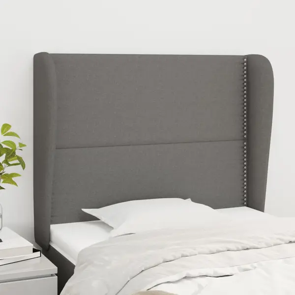 Gossi tablie de pat cu aripioare gri inchis 93x23x118/128 cm textil