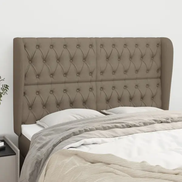 Gossi tablie de pat cu aripioare gri taupe 147x23x118/128 cm textil