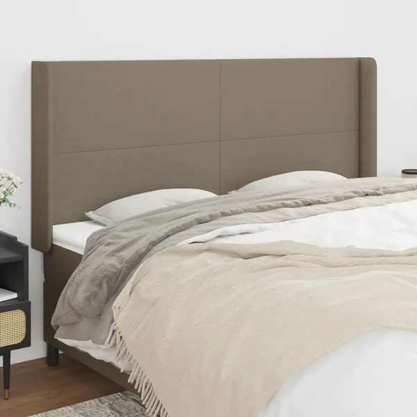 Gossi tablie de pat cu aripioare, gri taupe, 163x16x118/128cm, textil