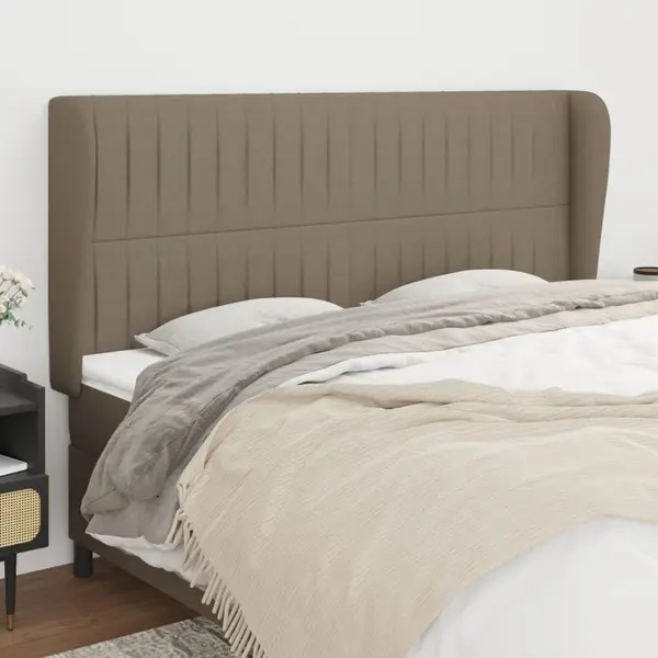 Gossi tablie de pat cu aripioare gri taupe 163x23x118/128 cm textil