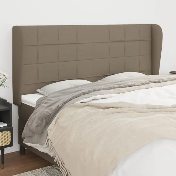 Gossi tablie de pat cu aripioare gri taupe 163x23x118/128 cm textil
