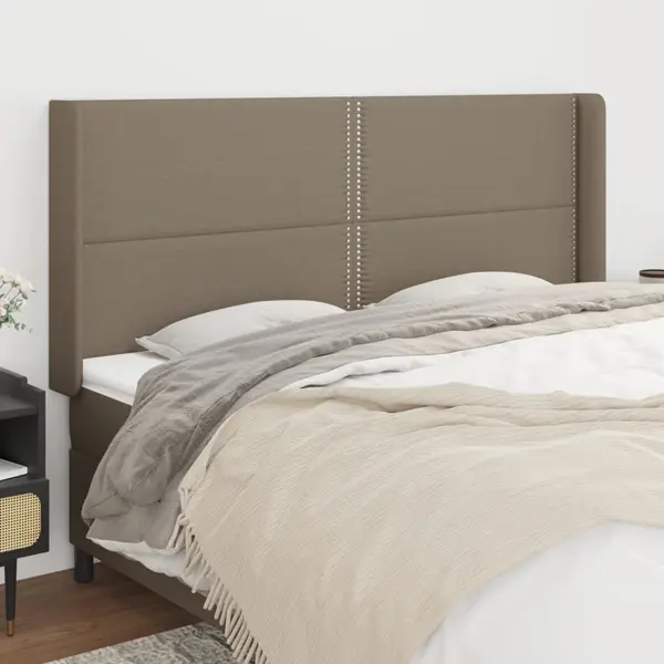 Gossi tablie de pat cu aripioare gri taupe 203x16x118/128 cm textil