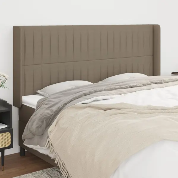 Gossi tablie de pat cu aripioare gri taupe 203x16x118/128 cm textil
