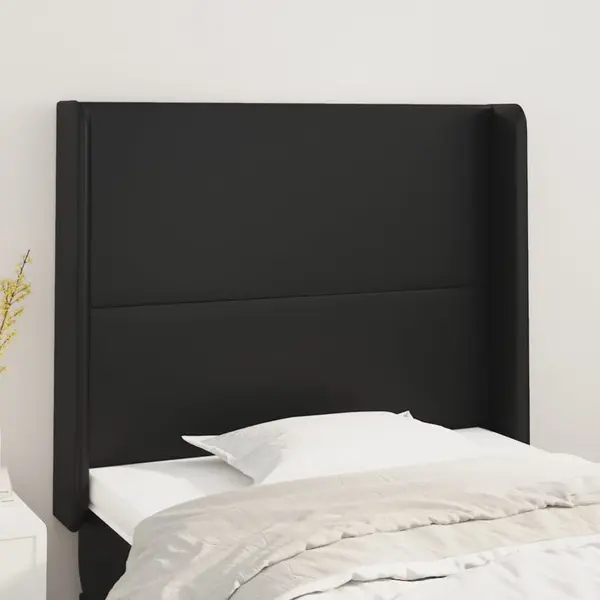 Gossi tablie de pat cu aripioare, negru, 103x16x118/128 cm, piele eco