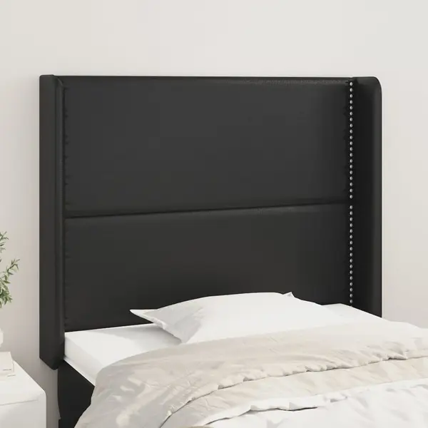 Gossi tablie de pat cu aripioare, negru, 103x16x118/128 cm, piele eco