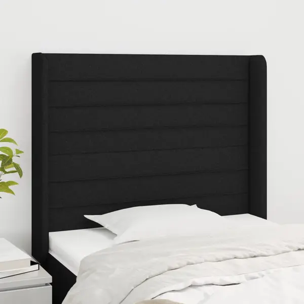 Gossi tablie de pat cu aripioare, negru, 103x16x118/128 cm, textil