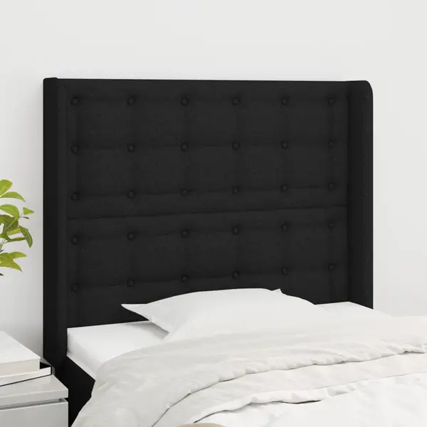 Gossi tablie de pat cu aripioare, negru, 103x16x118/128 cm, textil