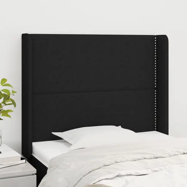 Gossi tablie de pat cu aripioare, negru, 103x16x118/128 cm, textil