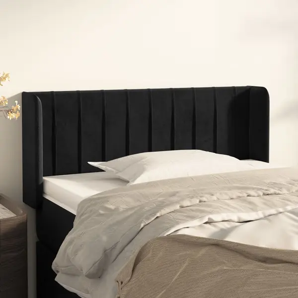 Gossi tablie de pat cu aripioare negru 103x16x78/88 cm catifea