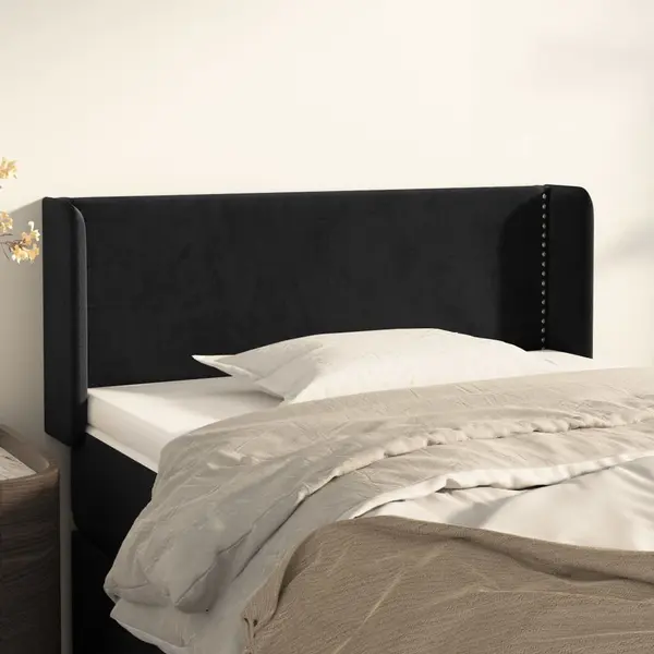 Gossi tablie de pat cu aripioare negru 103x16x78/88 cm catifea