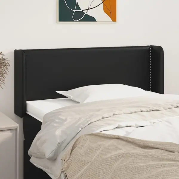 Gossi tablie de pat cu aripioare negru 103x16x78/88cm piele ecologica
