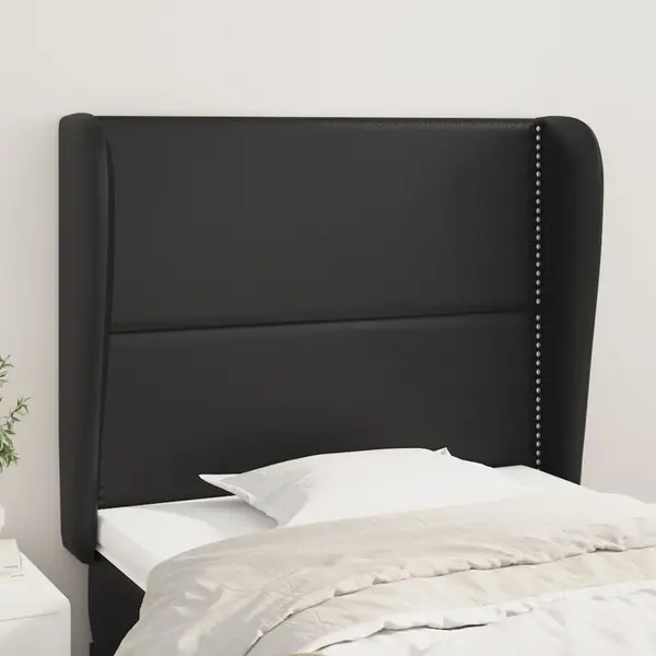 Gossi tablie de pat cu aripioare, negru, 103x23x118/128 cm, piele eco
