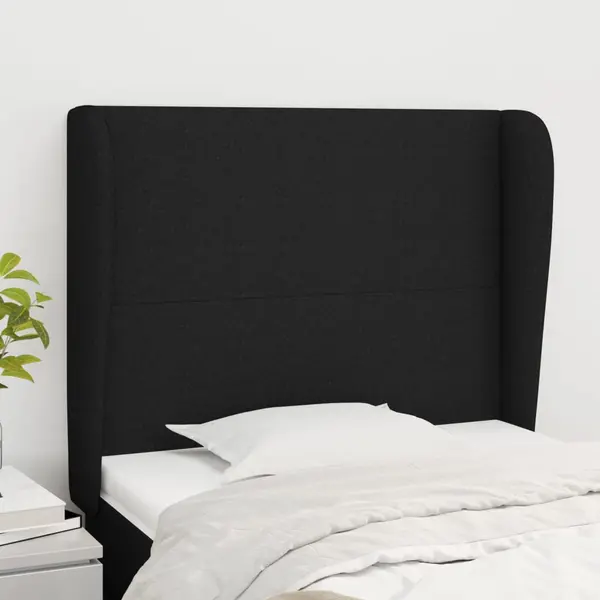 Gossi tablie de pat cu aripioare, negru, 103x23x118/128 cm, textil
